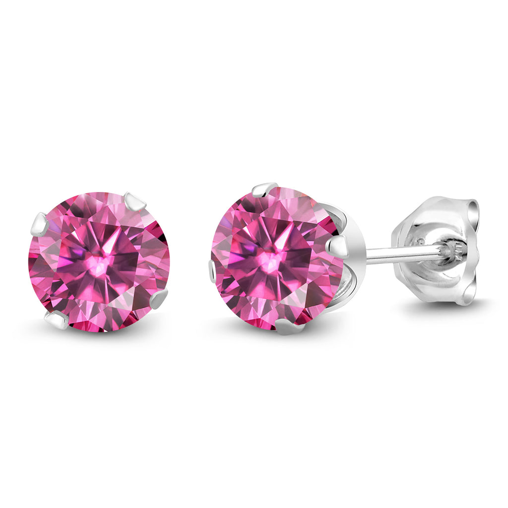 Pink Moissanite - April_Earrings in 925 Sterling Silver