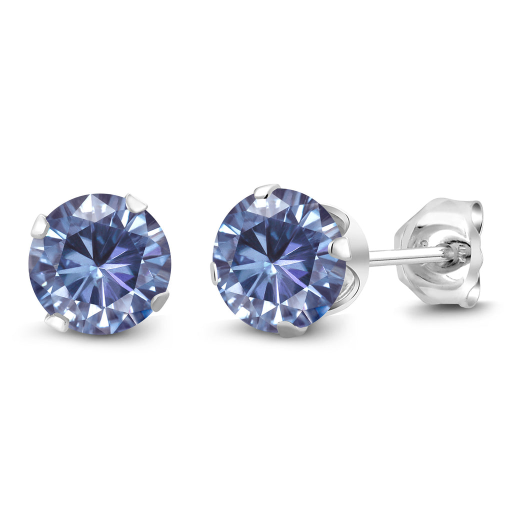 Persian Blue Moissanite - April_Earrings in 925 Sterling Silver