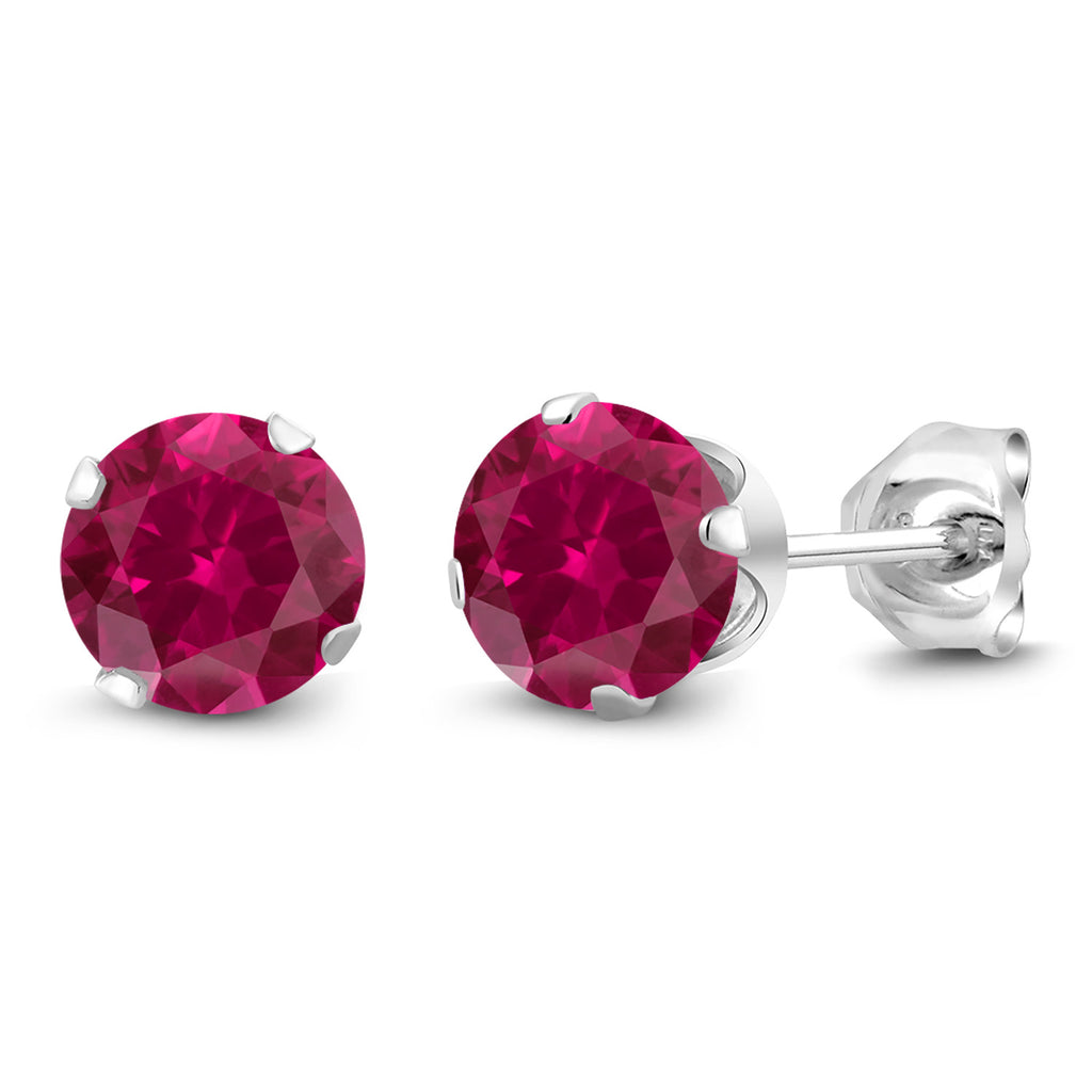 Created Ruby - July_Earrings in 925 Sterling Silver