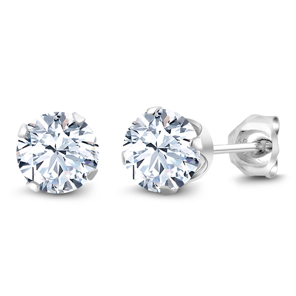 White Created Sapphire - September_Earrings in 925 Sterling Silver