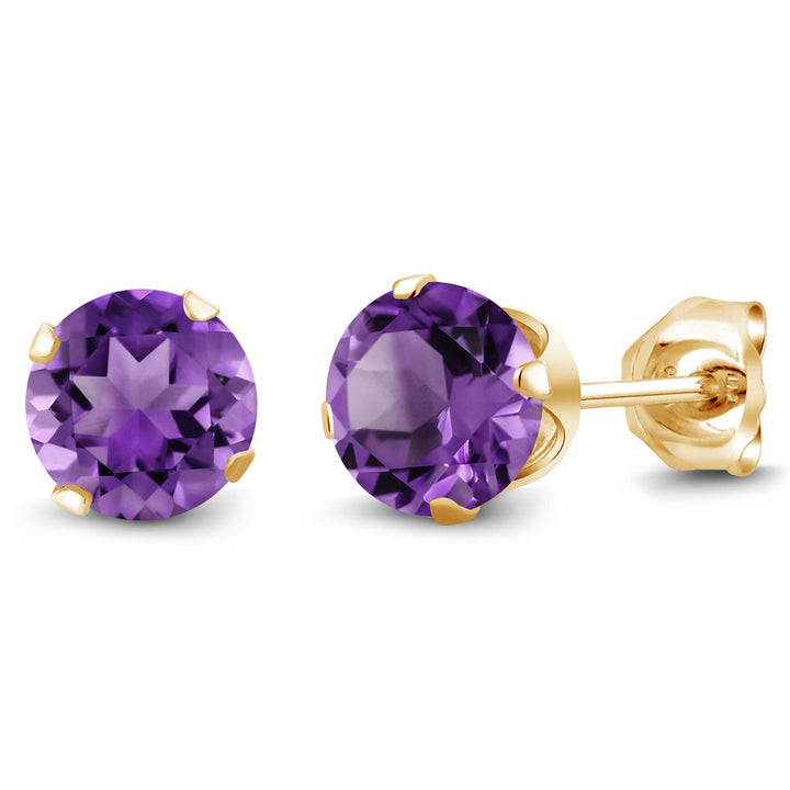Amethyst - February_Earrings in 925 Yellow Gold Plated Silver