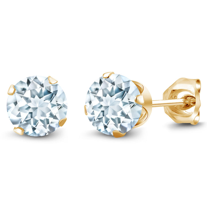 Aquamarine - March_Earrings in 18K Yellow Gold Plated Silver