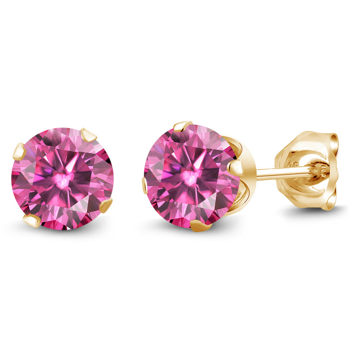 Pink Moissanite - April_Earrings in 925 Yellow Gold Plated Silver