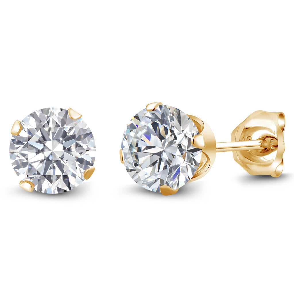 White Lab Grown Diamond - April_Earrings in 925 Yellow Gold Plated Silver