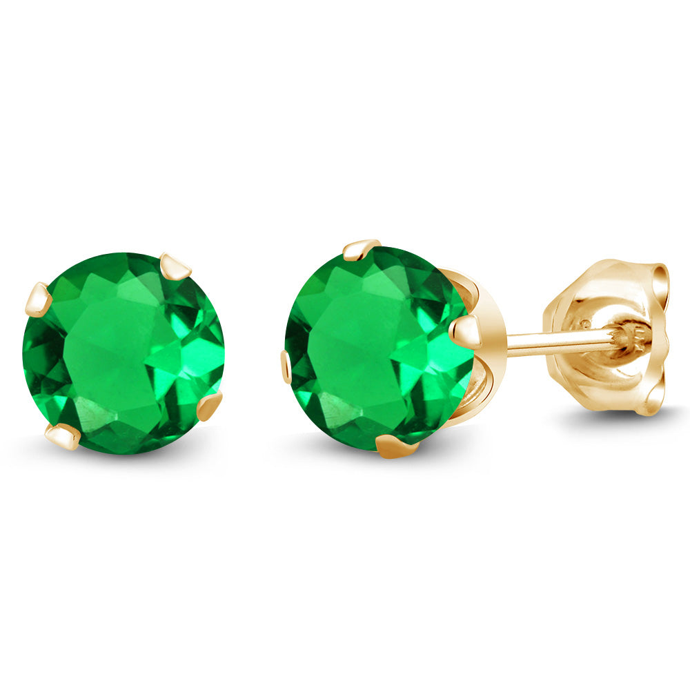 Nano Emerald - May_Earrings in 925 Yellow Gold Plated Silver