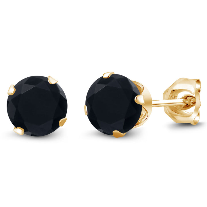 Onyx - December_Earrings in 925 Yellow Gold Plated Silver