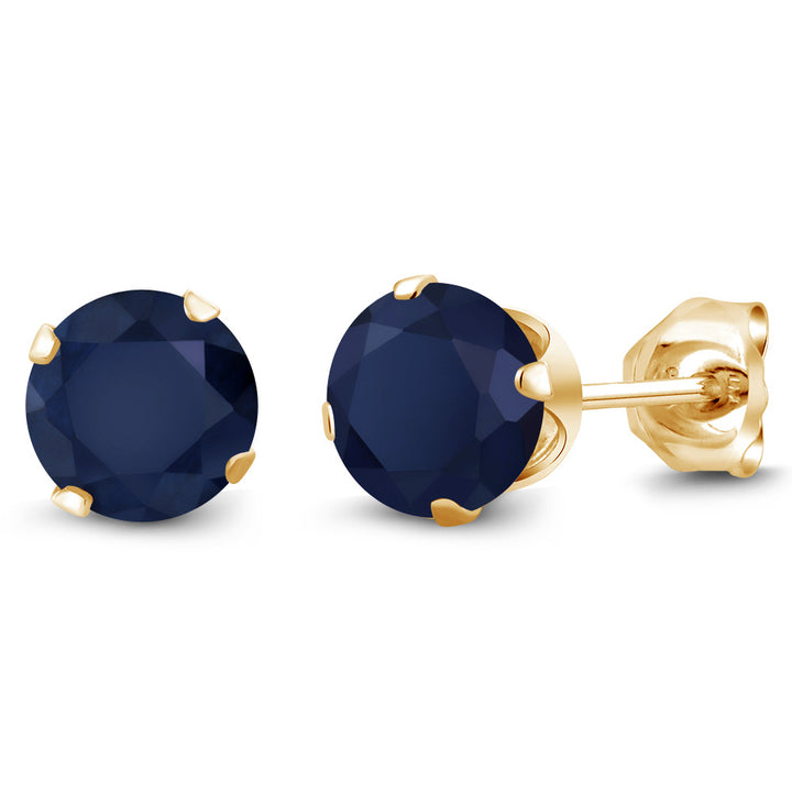 Blue Sapphire - September_Earrings in 925 Yellow Gold Plated Silver