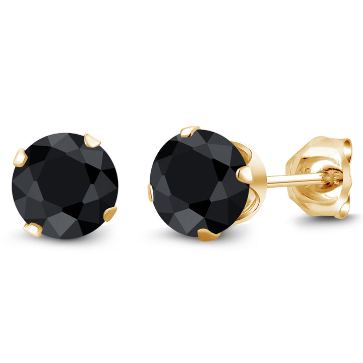 Black Sapphire - September_Earrings in 925 Yellow Gold Plated Silver