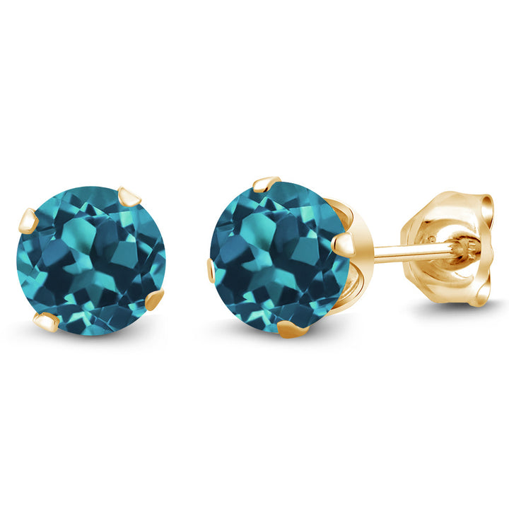 London Blue Topaz - November_Earrings in 925 Yellow Gold Plated Silver
