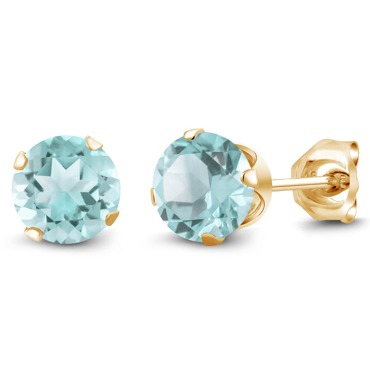 Sky Blue Topaz - November_Earrings in 925 Yellow Gold Plated Silver