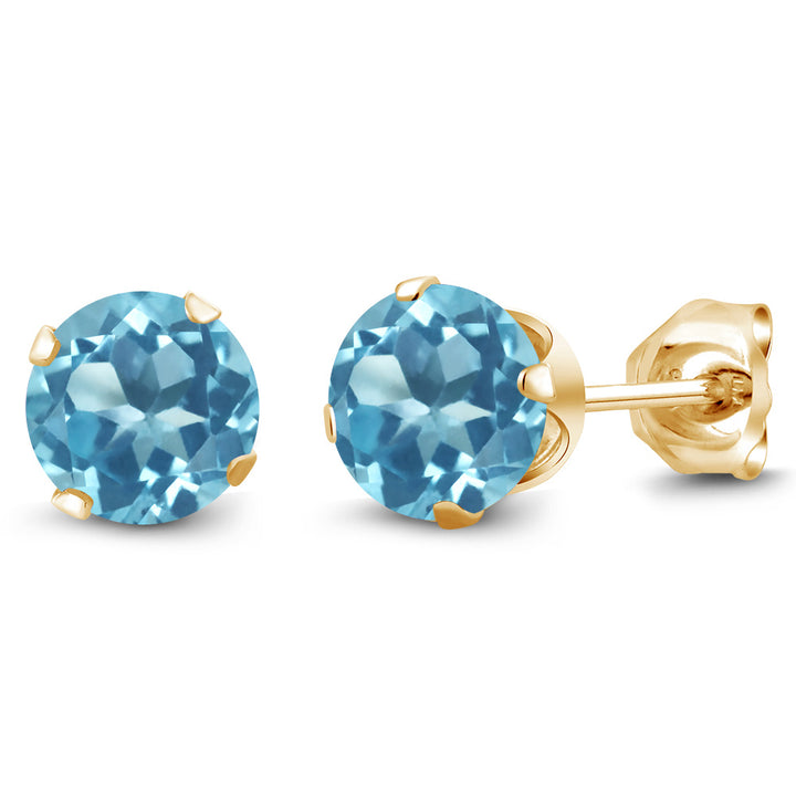 Swiss Blue Topaz - November_Earrings in 925 Yellow Gold Plated Silver