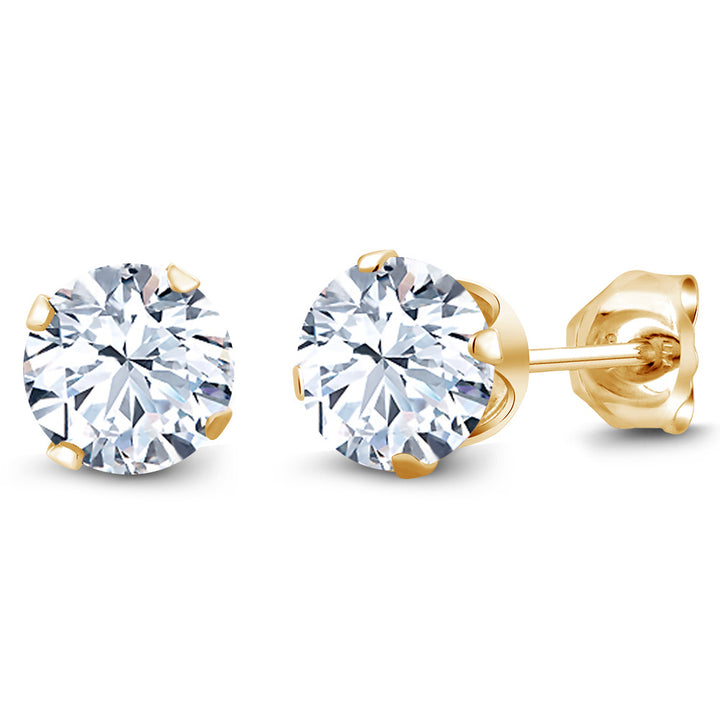 White Created Sapphire - September_Earrings in 925 Yellow Gold Plated Silver