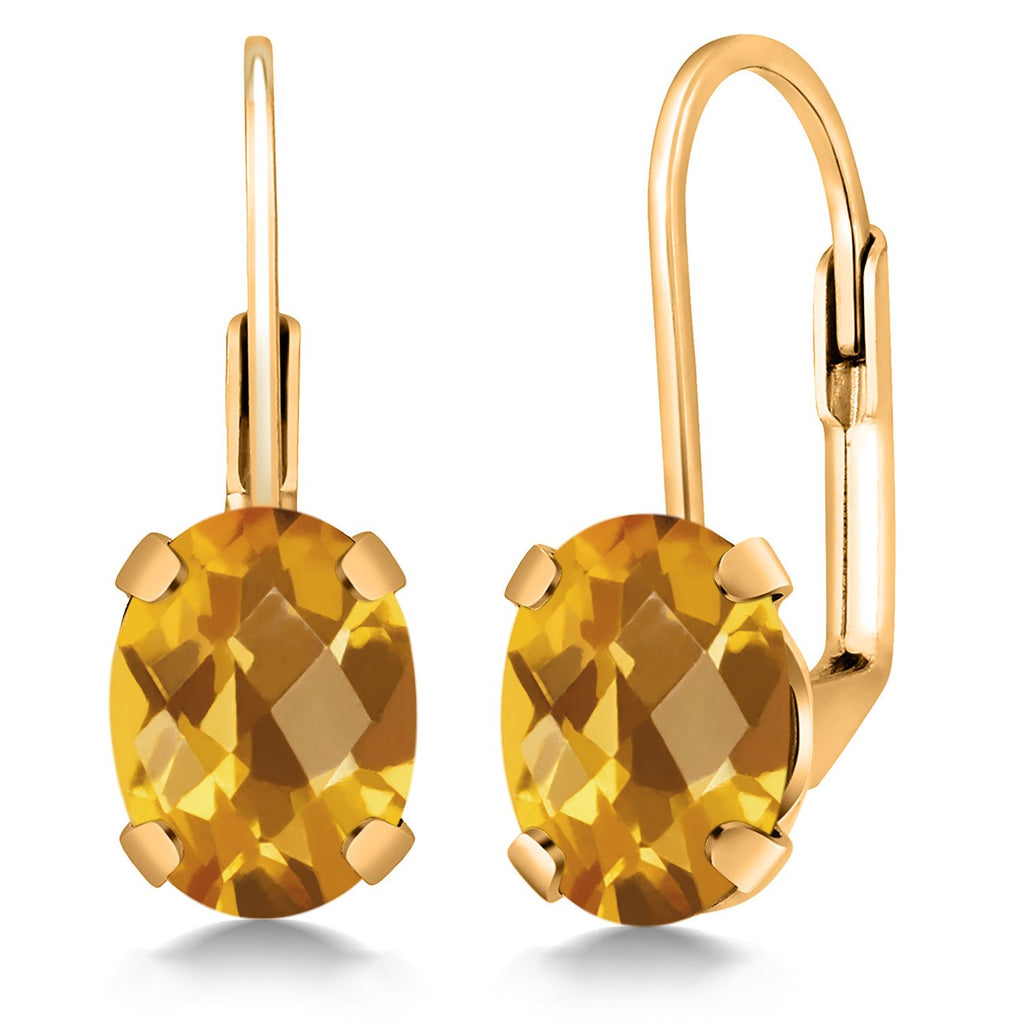 Citrine Checkerboard_Earrings in 18K Yellow Gold Plated Silver