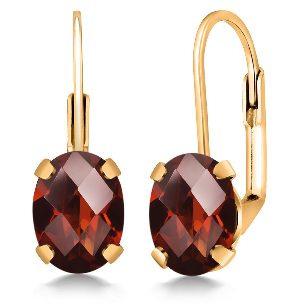 Garnet Checkerboard_Earrings in 18K Yellow Gold Plated Silver