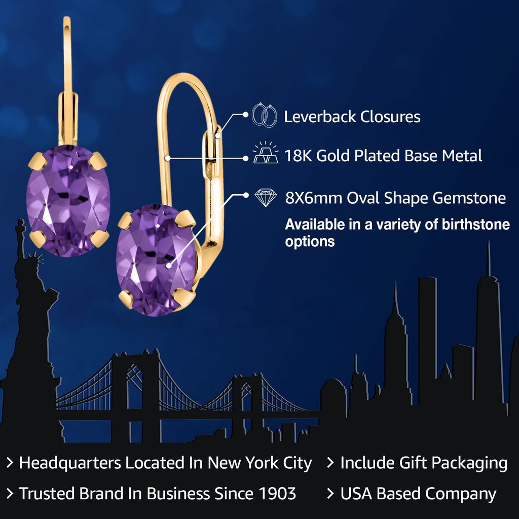 Amethyst - February_Earrings in 18K Yellow Gold Plated Silver
