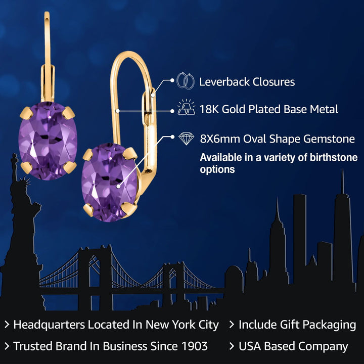 Amethyst - February_Earrings in 18K Yellow Gold Plated Silver