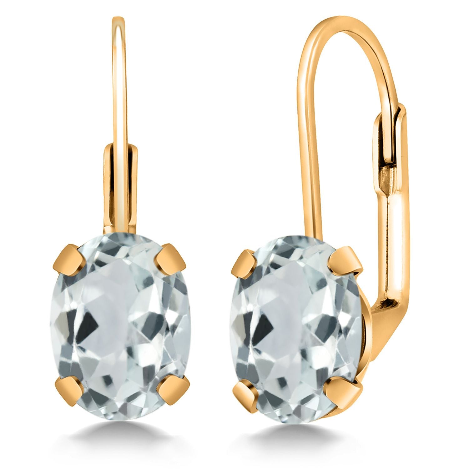 Aquamarine - March_Earrings in 18K Yellow Gold Plated Silver