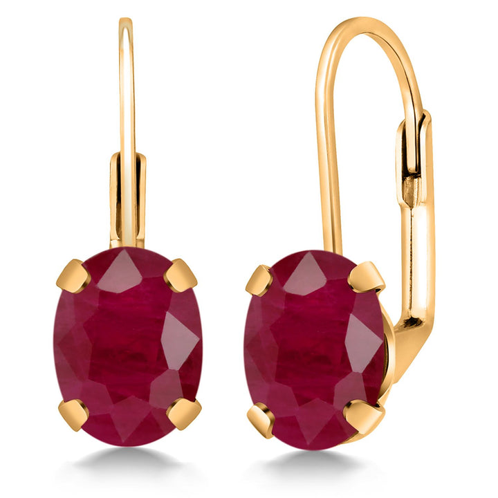 Ruby - July_Earrings in 18K Yellow Gold Plated Silver