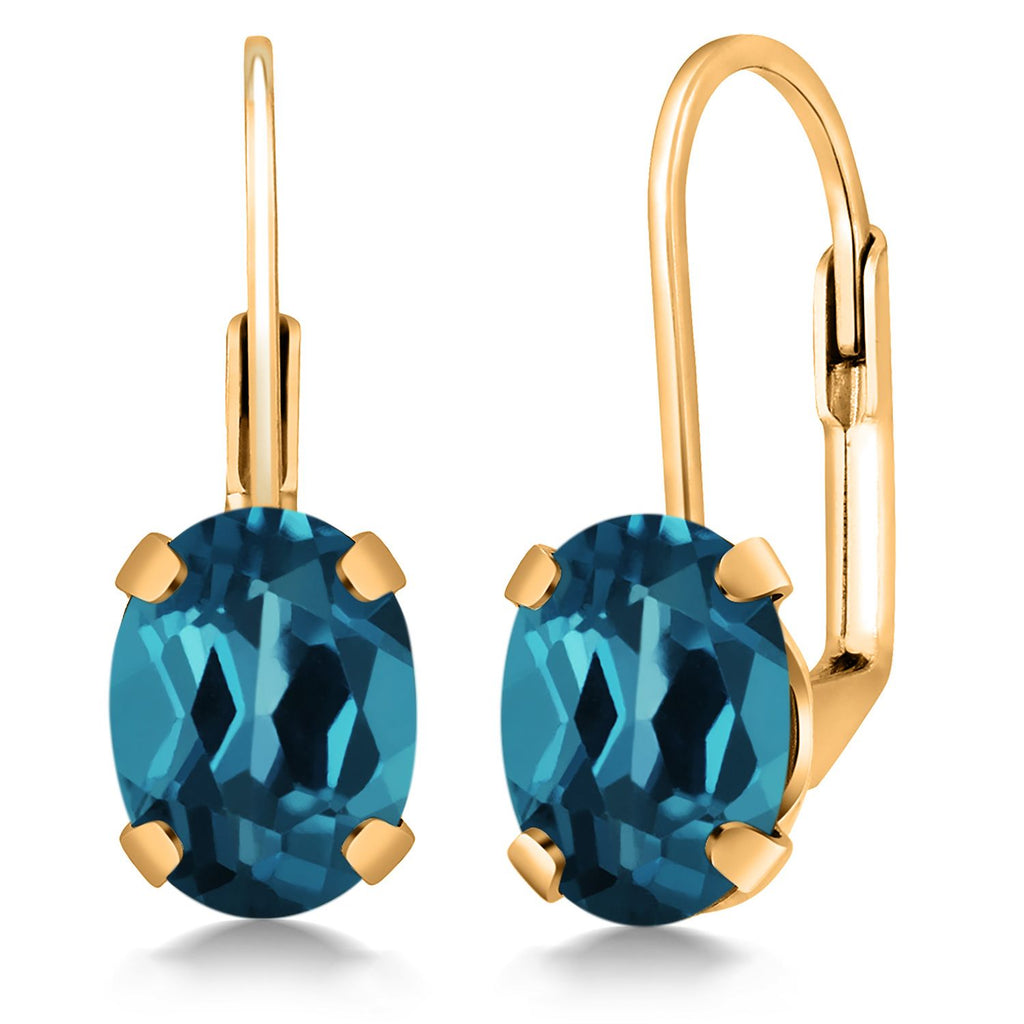 London Blue Topaz_Earrings in 18K Yellow Gold Plated Silver