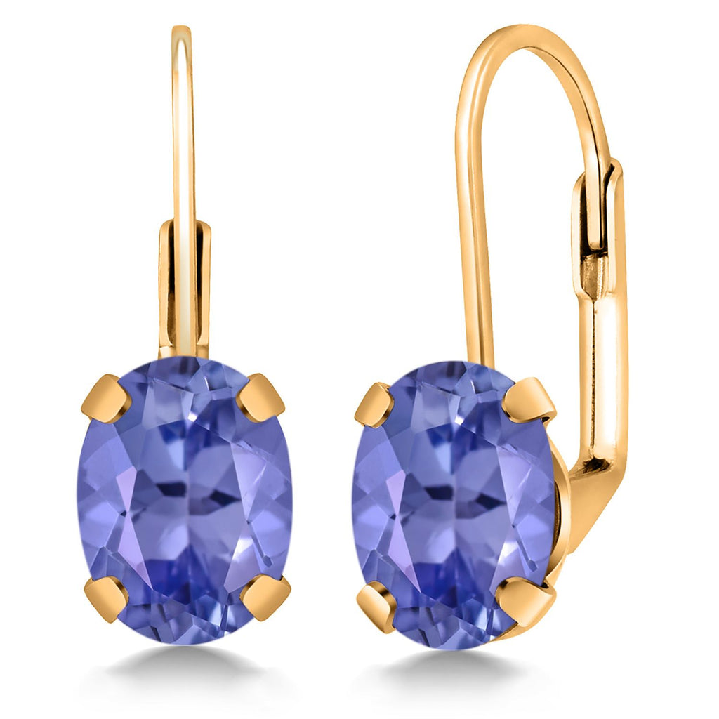 Tanzanite_Earrings in 18K Yellow Gold Plated Silver