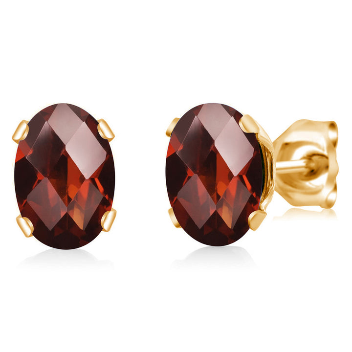 Garnet-Checkerboard - January_Earrings in Brass