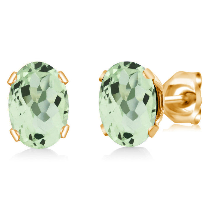 Prasiolite_Earrings in yellow gold plated brass