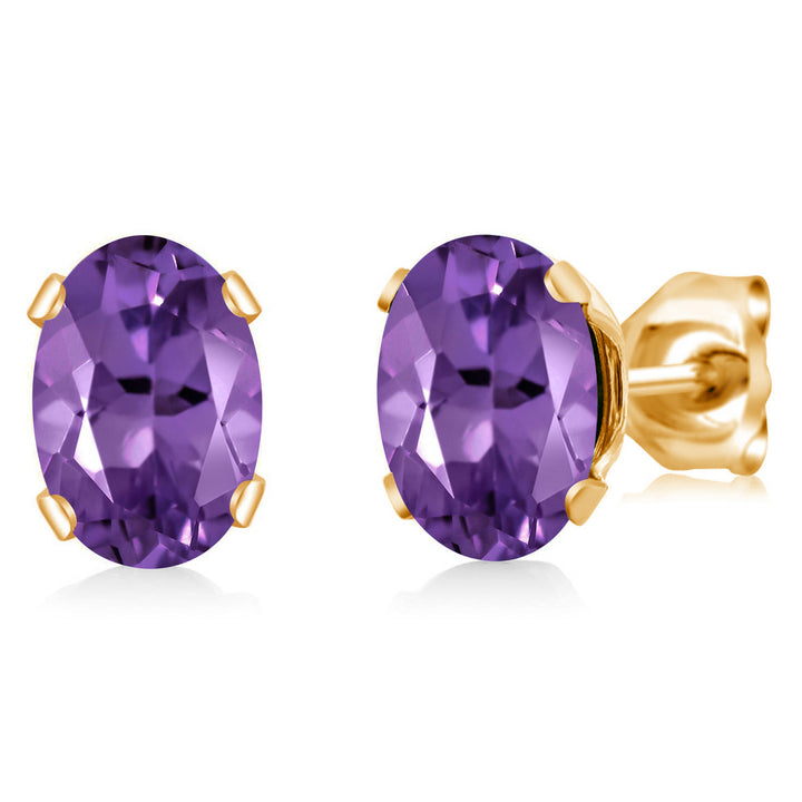 Amethyst - February_Earrings in Brass Yellow Gold Plated Brass