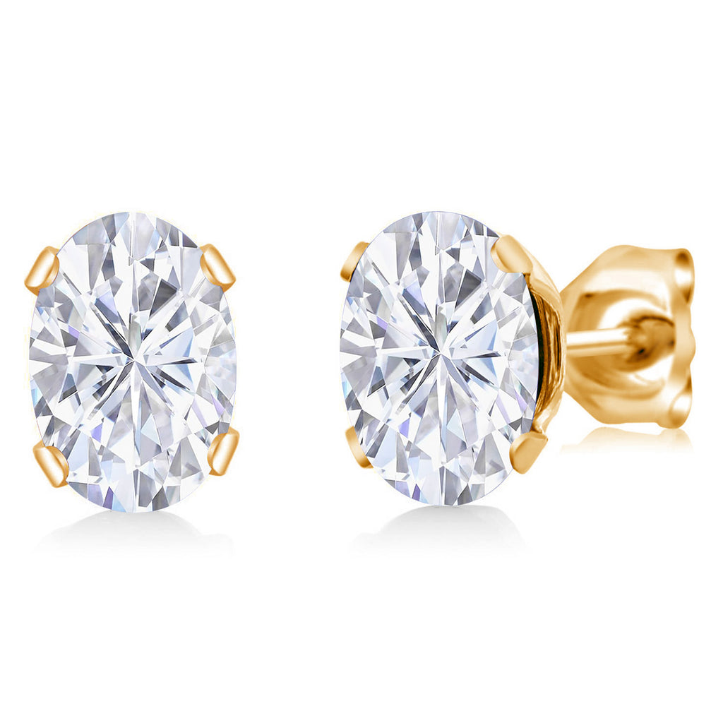 Near Colorless (GH)_Earrings in yellow gold plated brass
