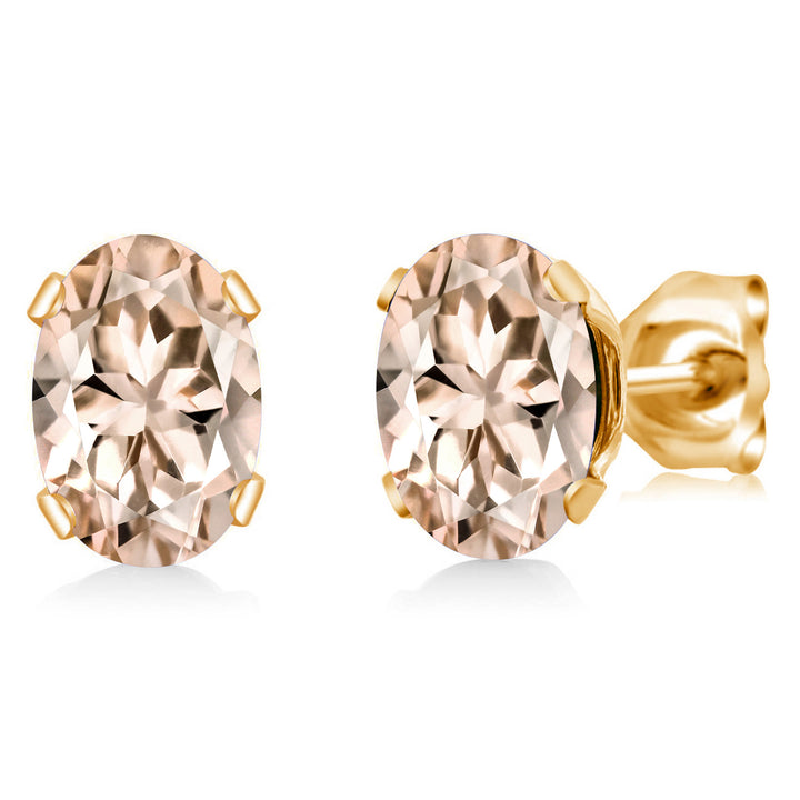 Morganite - October_Earrings in yellow gold plated brass