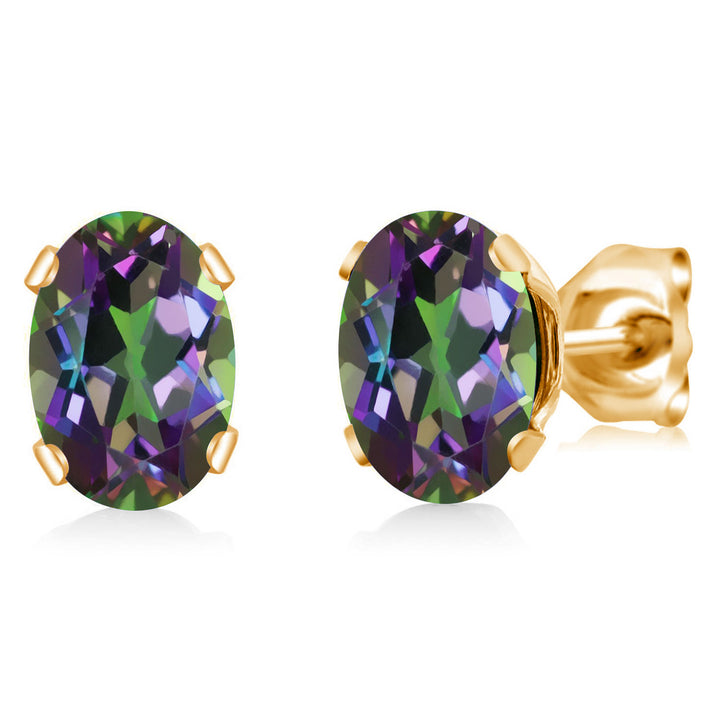 Green Mystic Topaz_Earrings in Brass Yellow Gold Plated Brass