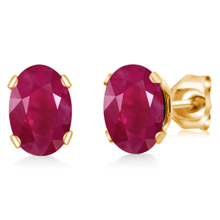 Ruby - July_Earrings in yellow gold plated brass