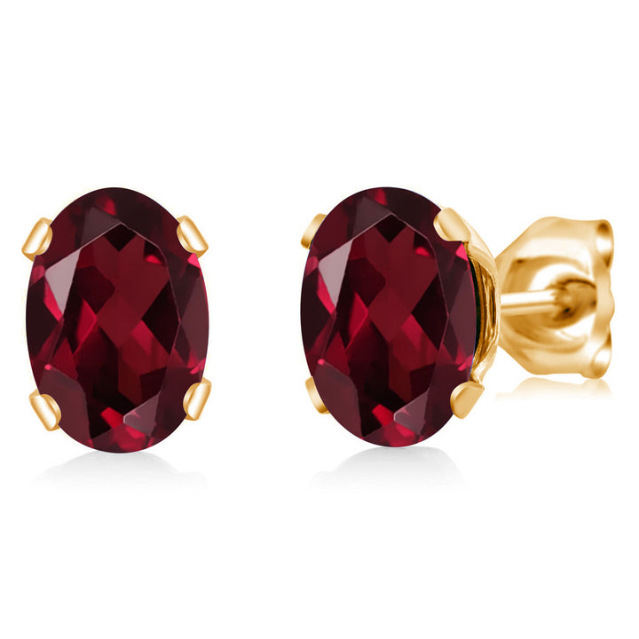 Rhodolite Garnet_Earrings in yellow gold plated brass