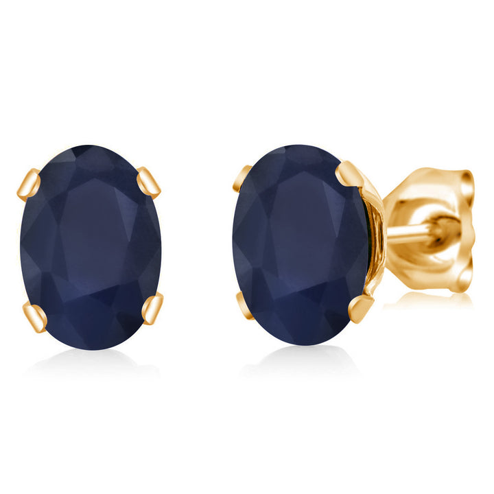 Blue Sapphire - September_Earrings in yellow gold plated brass