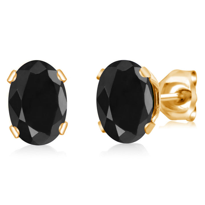 Black Sapphire - September_Earrings in yellow gold plated brass