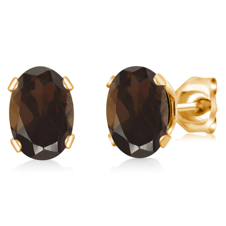 Smoky Quartz_Earrings in Brass Yellow Gold Plated Brass