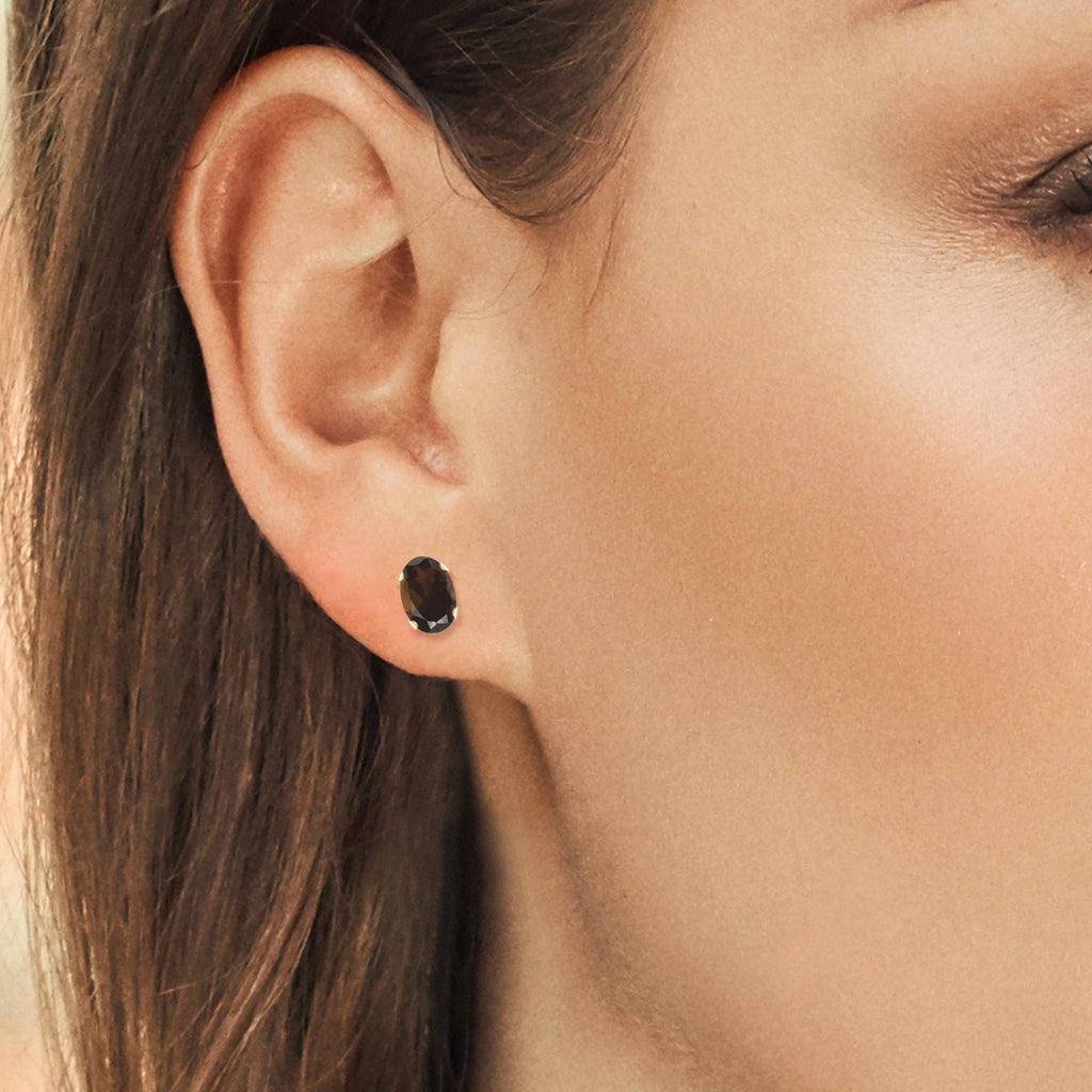 Near Colorless (GH)_Earrings in yellow gold plated brass