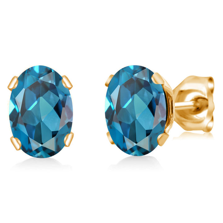 London Blue Topaz - November_Earrings in yellow gold plated brass