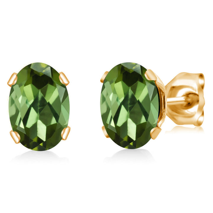 Green Tourmaline - October_Earrings in Brass Yellow Gold Plated Brass