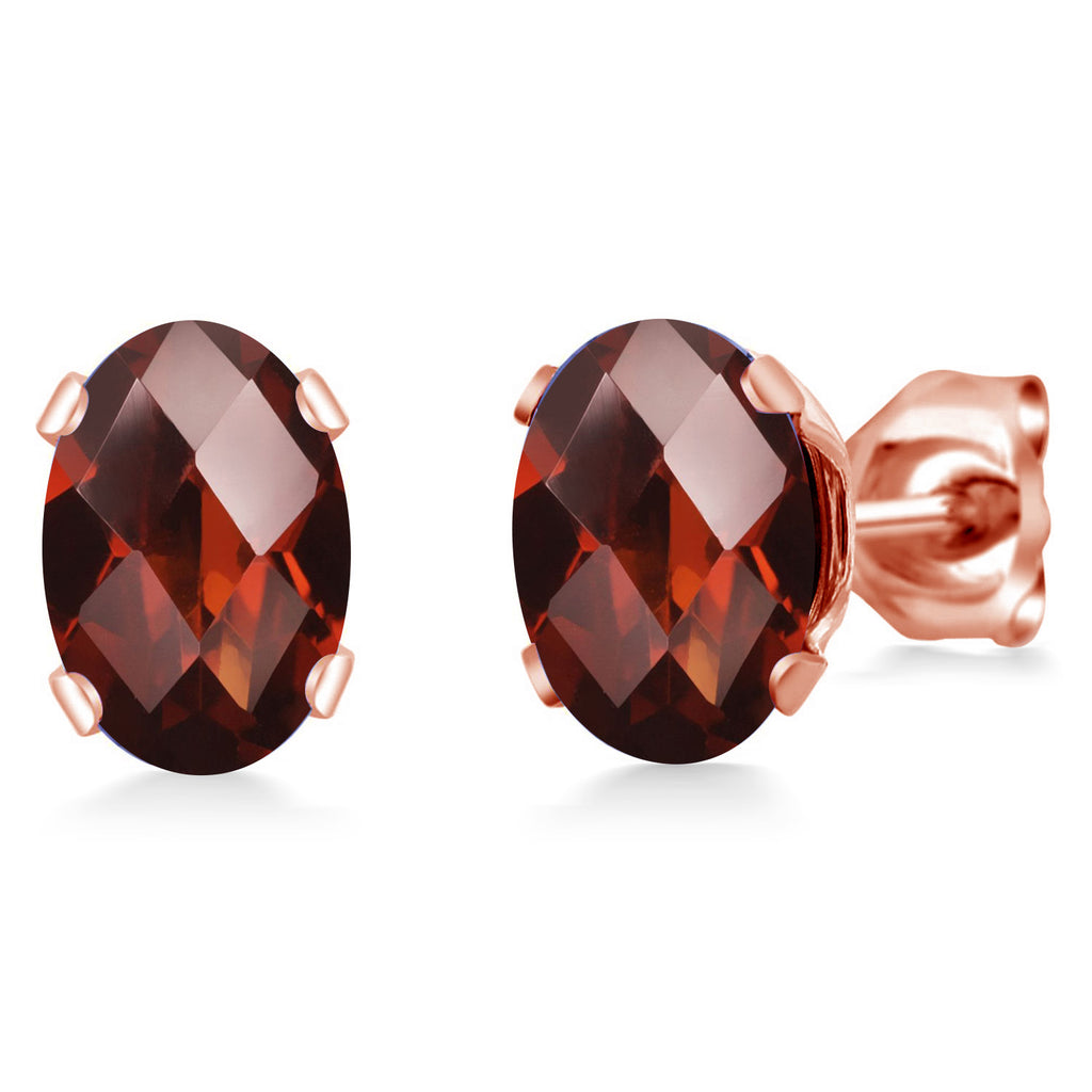 Garnet-Checkerboard - January_Earrings in rose gold plated brass