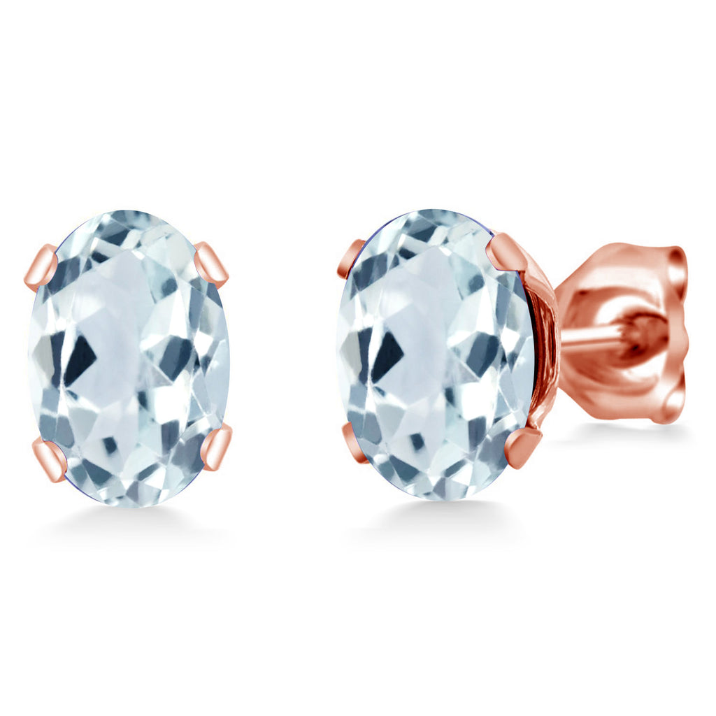 Aquamarine - March_Earrings in rose gold plated brass