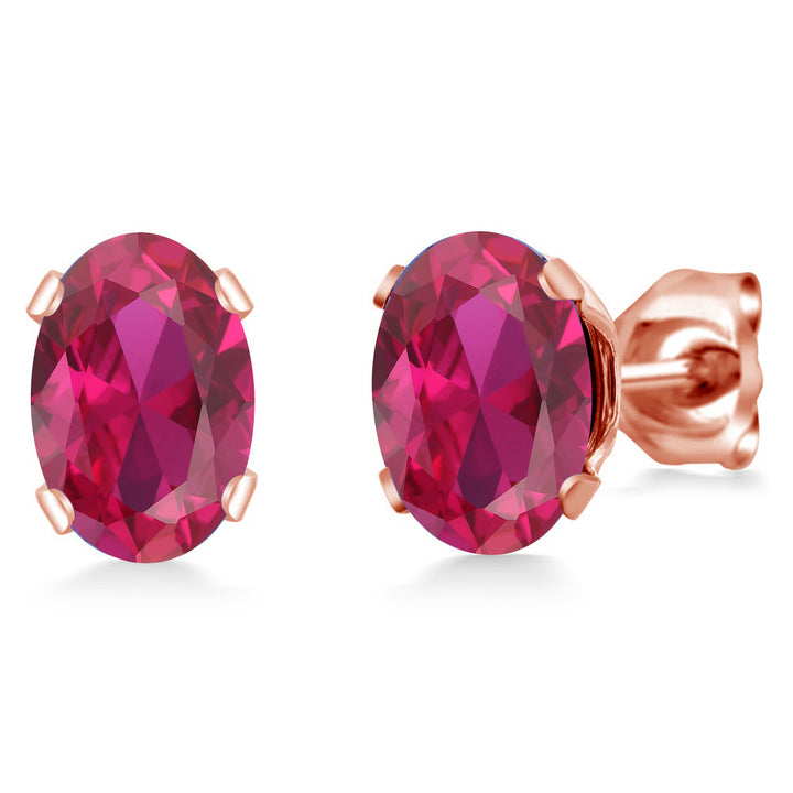 Created Ruby - July_Earrings in rose gold plated brass