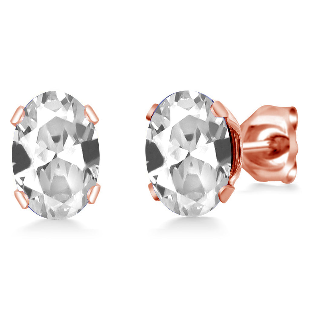 White Created Sapphire - September_Earrings in rose gold plated brass