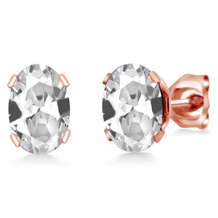 White Created Sapphire - September_Earrings in rose gold plated brass