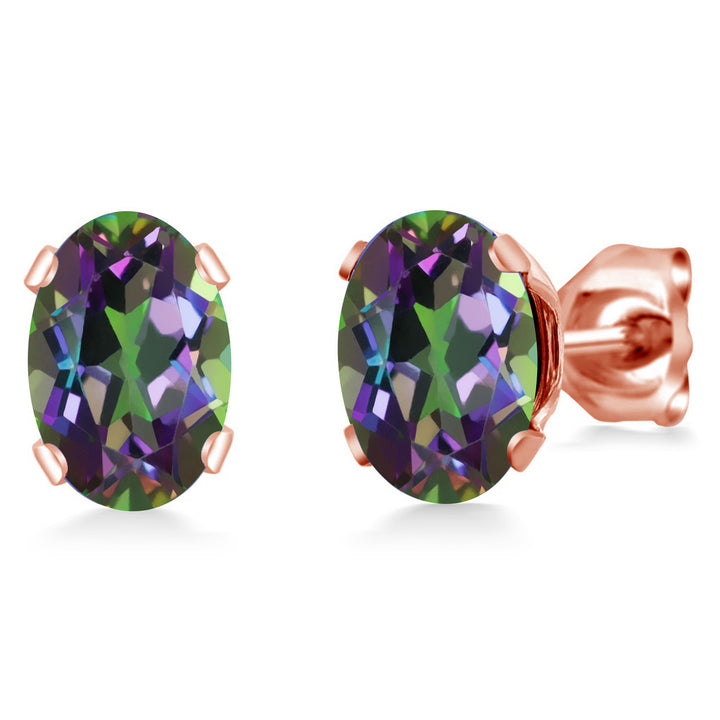 Green Mystic Topaz_Earrings in rose gold plated brass