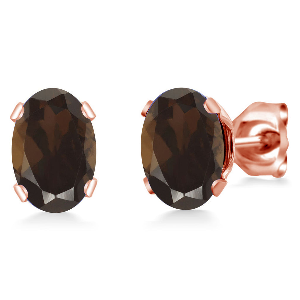 Smoky Quartz_Earrings in Brass Rose Gold Plated Brass