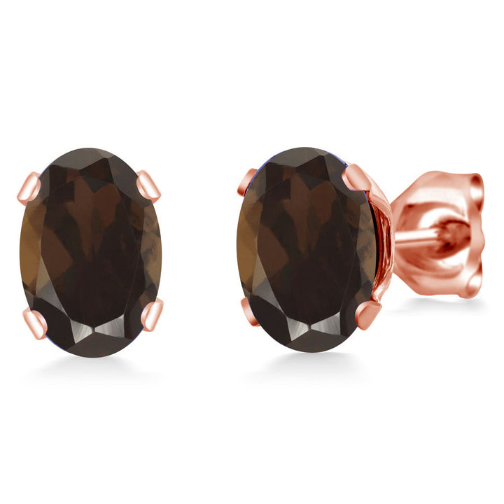 Smoky Quartz_Earrings in Brass Rose Gold Plated Brass