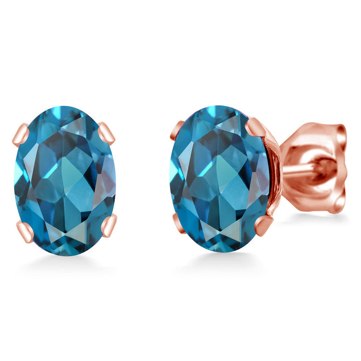 London Blue Topaz - November_Earrings in rose gold plated brass