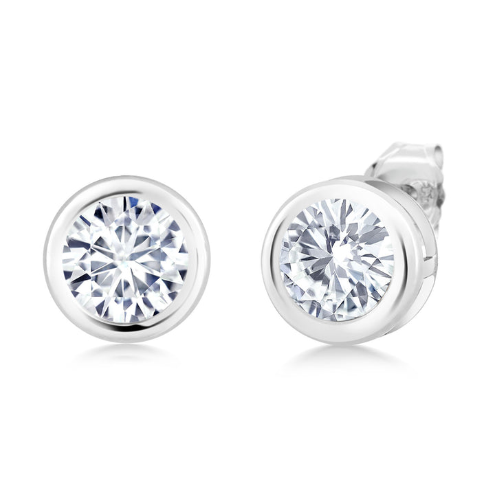 White Moissanite - April_Earrings in 925 Sterling Silver