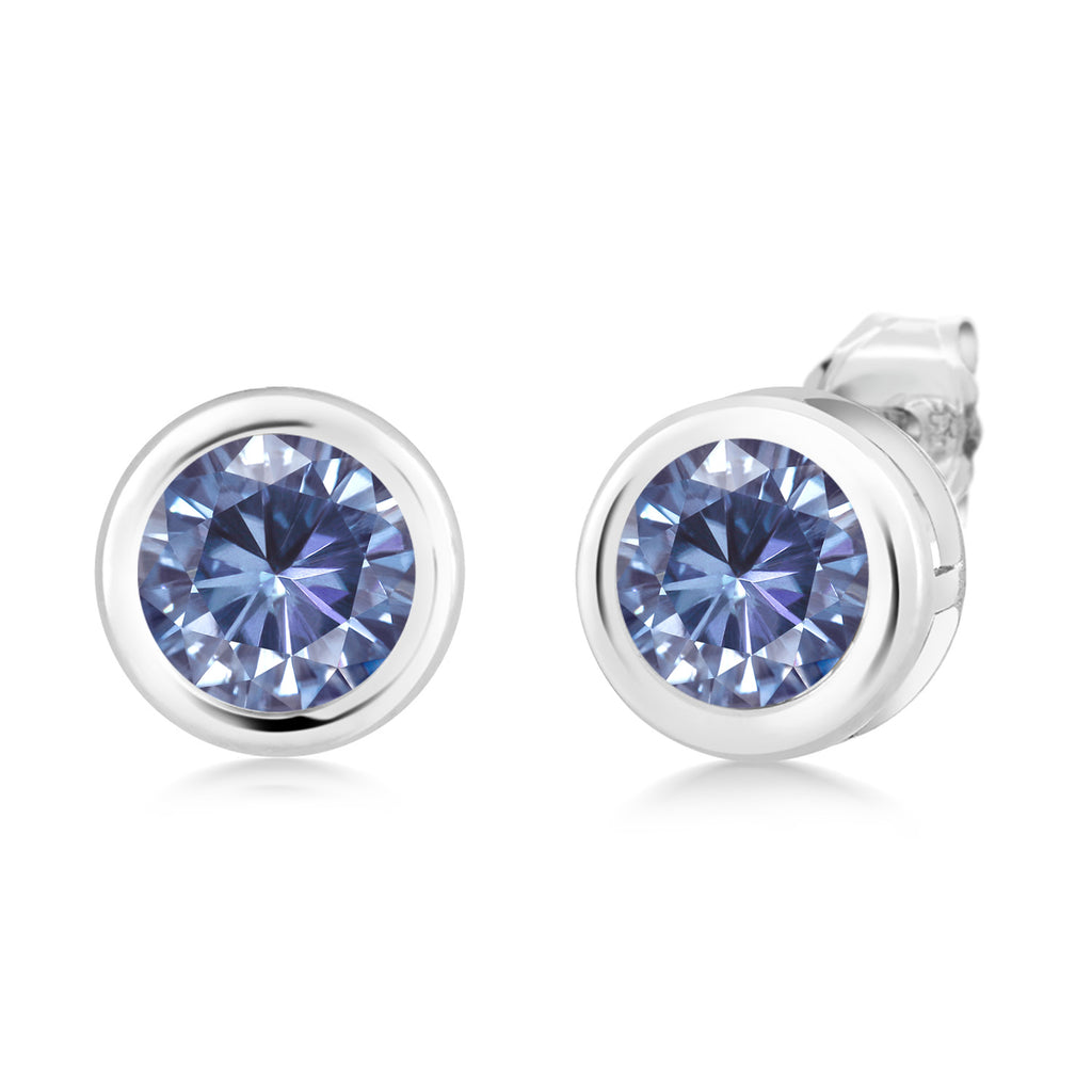 Persian Blue Moissanite - April_Earrings in 925 Sterling Silver