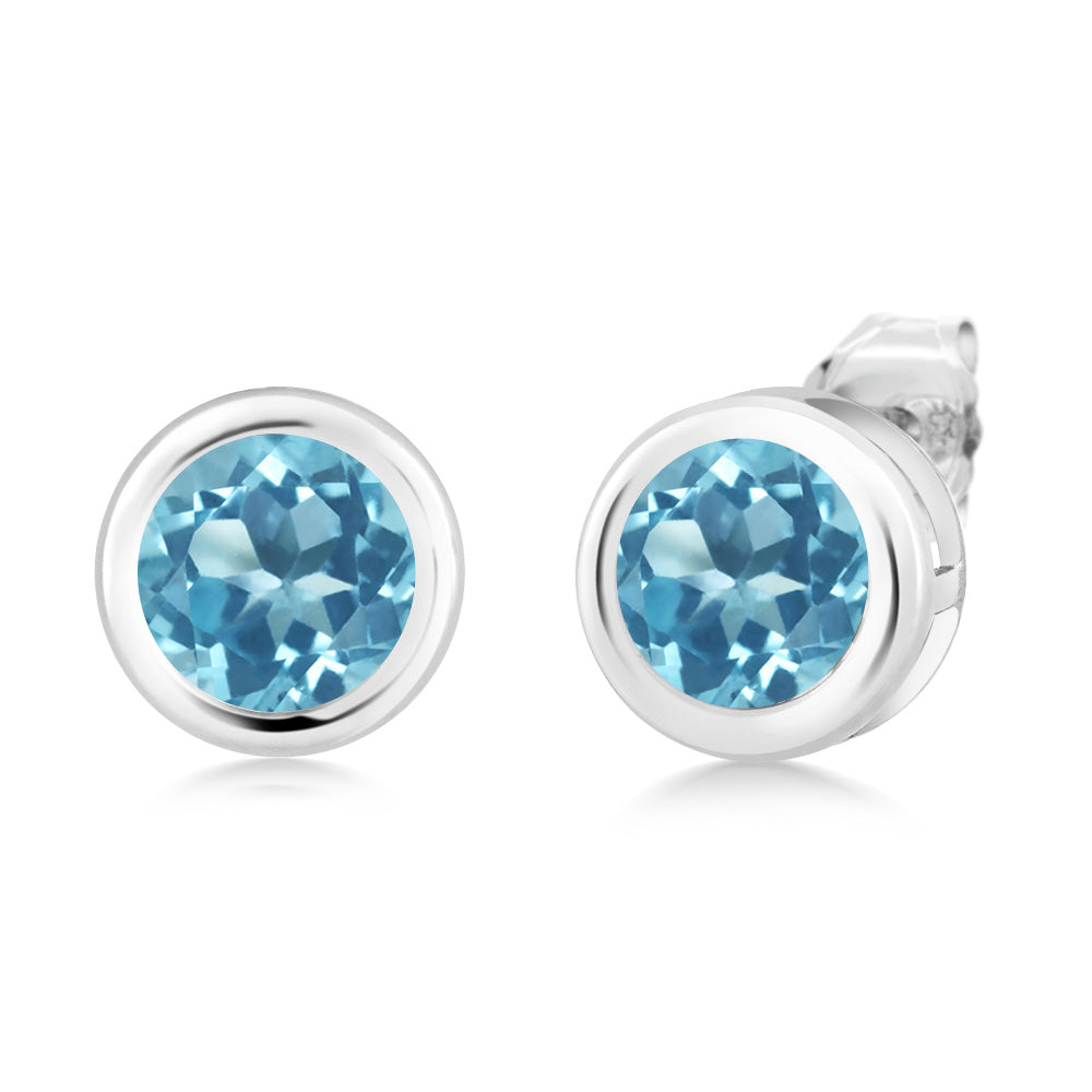 Swiss Blue Topaz - November_Earrings in 925 Sterling Silver